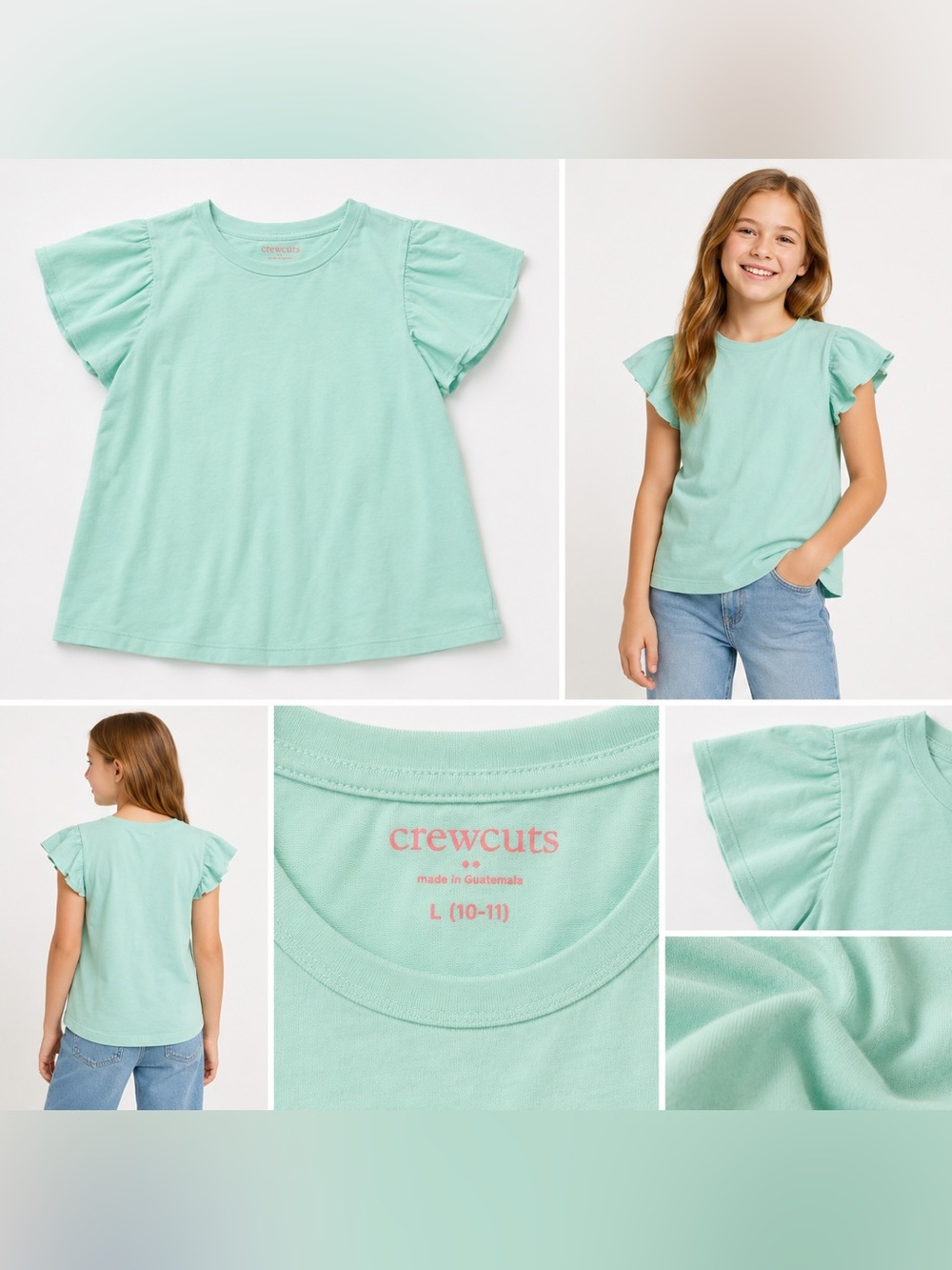 Crewcuts Flutter Sleeve Shirt Size Large 10-12